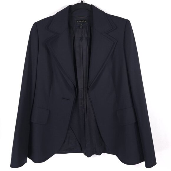 ESCADA NEW WOOL Blend SLOVENIA MADE‎ Blazer Jacket Slits Cuffs 1 Button Size 36